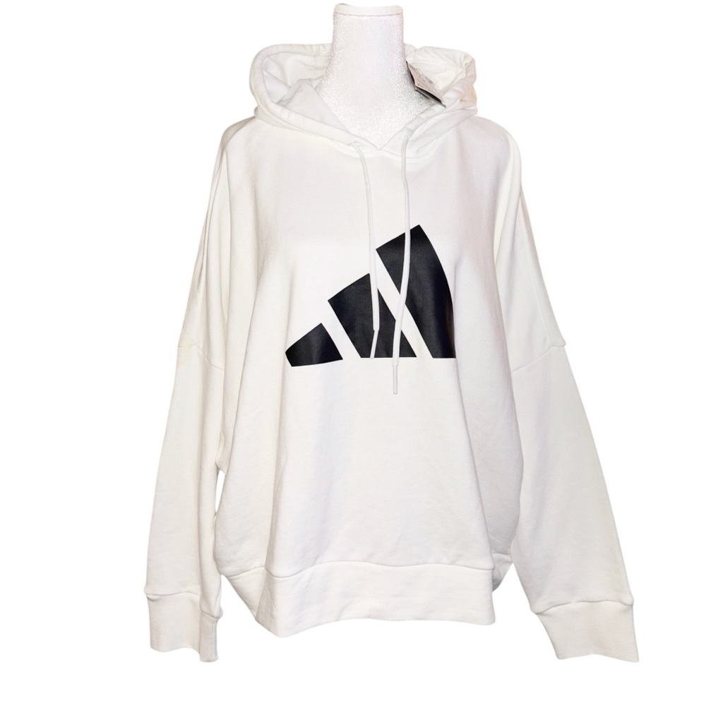 Adidas white and black cropped hoodie